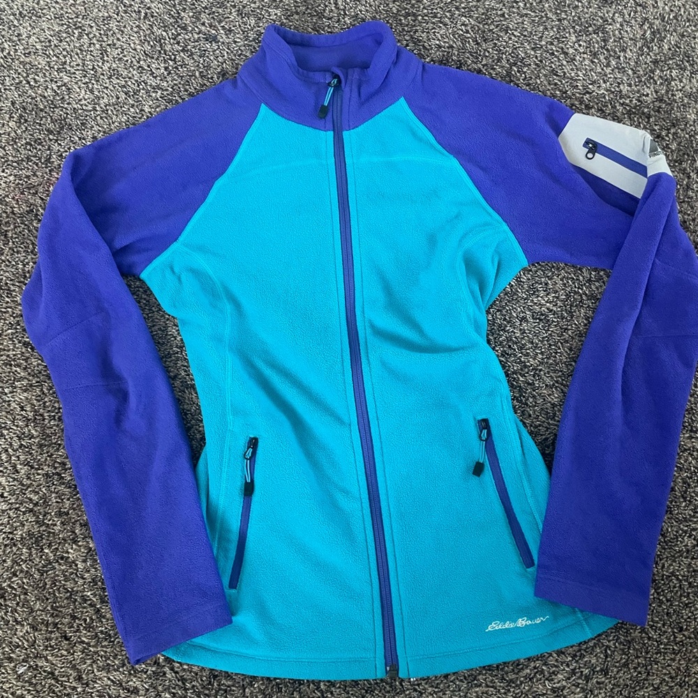 Eddie Bauer Turquoise and Purple Fleece Jacket